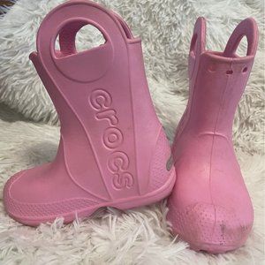 Crocs pink rain boots 8C